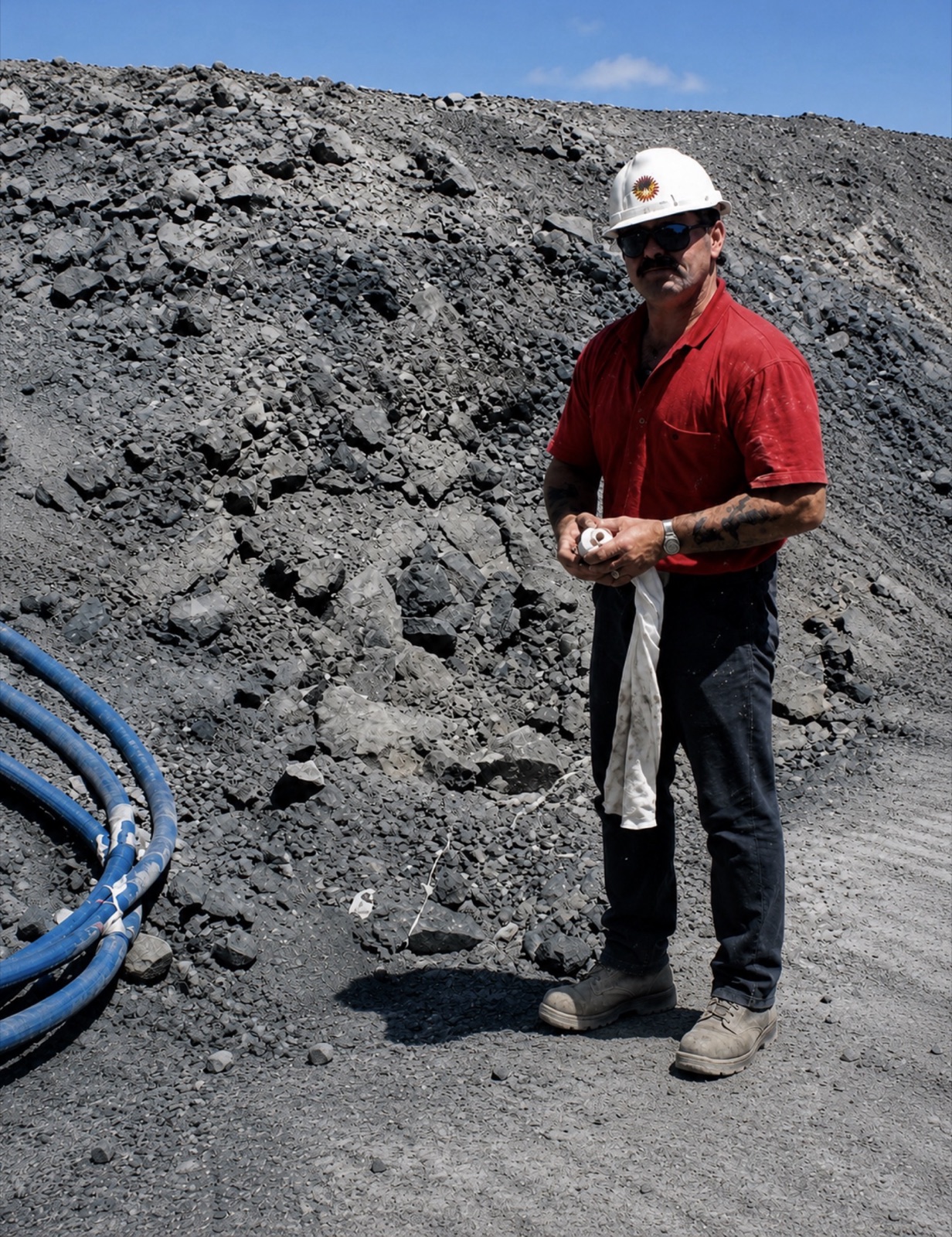 Clarrie Beardsmore, founder of Prime Explosives, on site at a quarry
